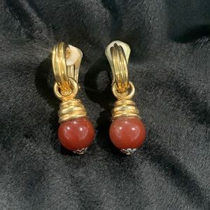Elegant Gold and Red Drop Earrings